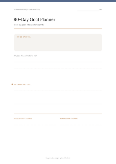 90-Day Goal Planner
