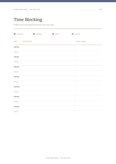 Hourly Time Blocking