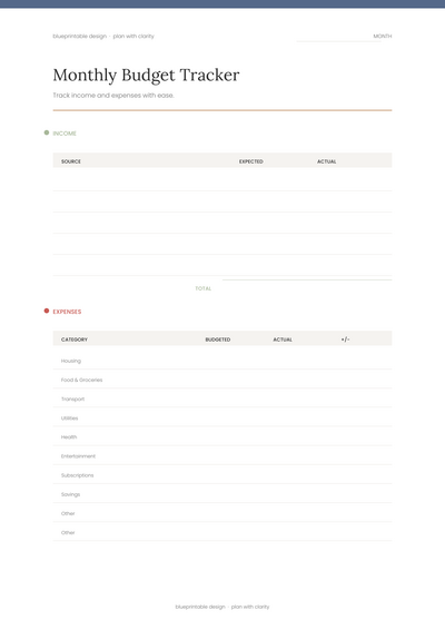 Monthly Budget Tracker