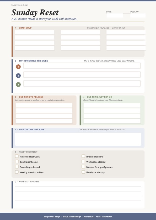 Sunday Reset Page Template